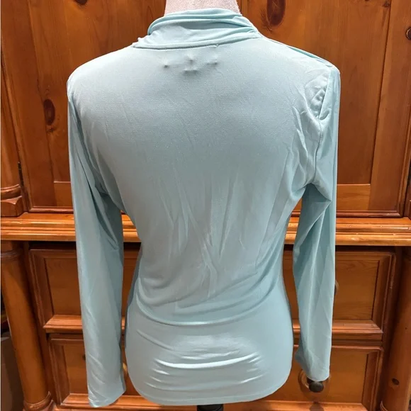 DKNY Light Blue V-Neck Wrap Top, Sz S - Picture 3 of 4